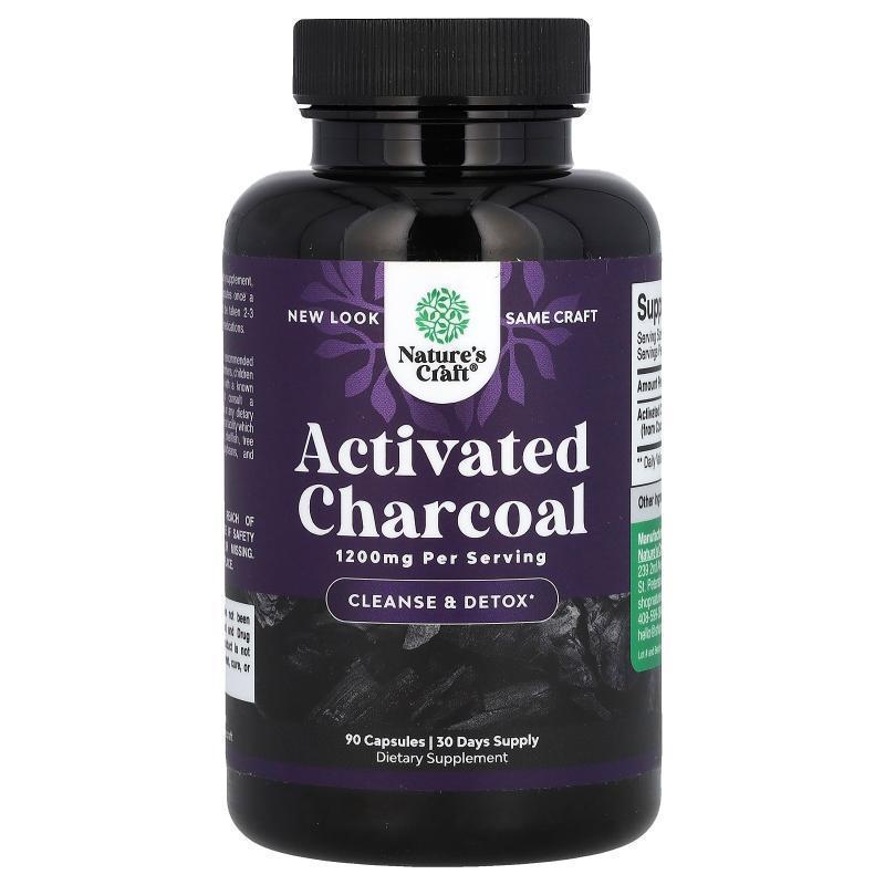 Natures Craft,Activated Charcoal, 1200 mg, 90 Capsules (400
