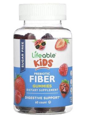 Lifeable,儿童益生元纤维软糖，天然浆果味，无糖，60 块软糖
