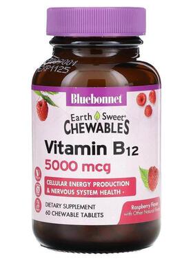 Bluebonnet Nutrition,Earth Sweet 咀嚼片，维生素 B12，树莓味5