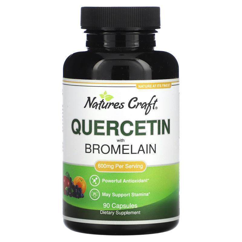 Natures Craft,Quercetin With Bromelain, 600 mg, 90 Capsules