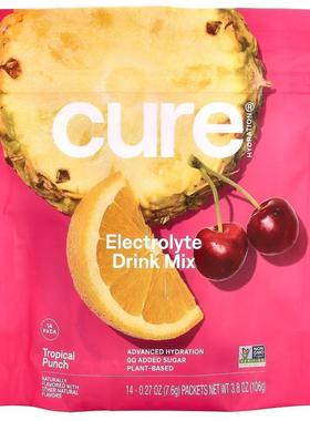 Cure Hydration,Electrolyte Drink Mix, Tropical Punch, 14 Pac