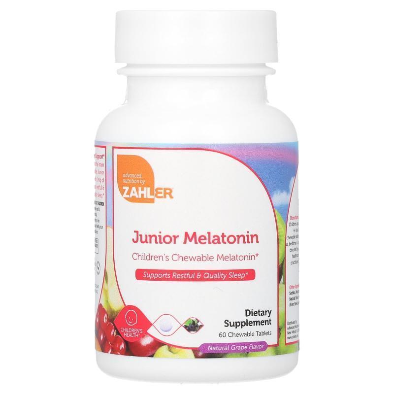 Zahler,Junior Melatonin, Natural Grape, 60 Chewable Tablets