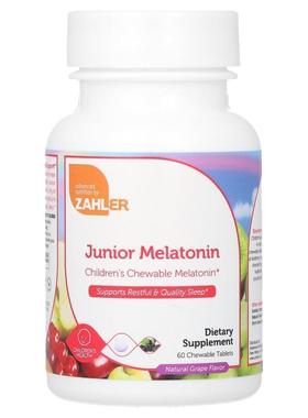 Zahler,Junior Melatonin, Natural Grape, 60 Chewable Tablets