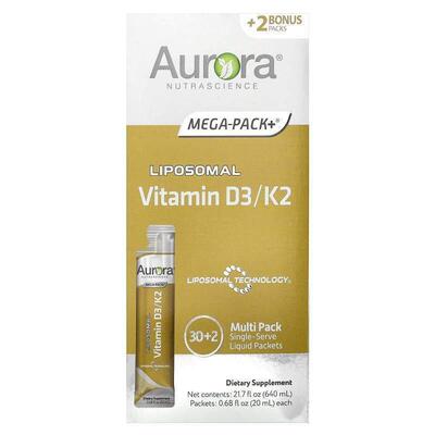 Aurora Nutrascience,脂质体维生素 D3/K2，32 包，每包 0.68 液