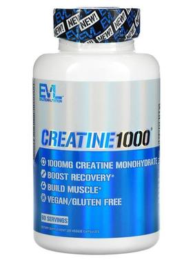 EVL,Creatine1000，500 毫克，120 粒素食胶囊