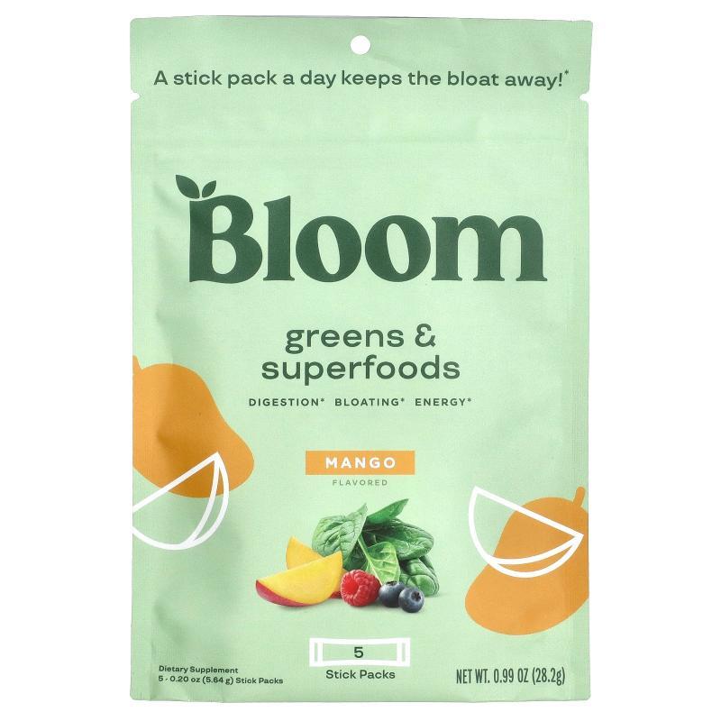Bloom,Greens &amp; Superfoods，芒果味，5 条，每条 0.20 5