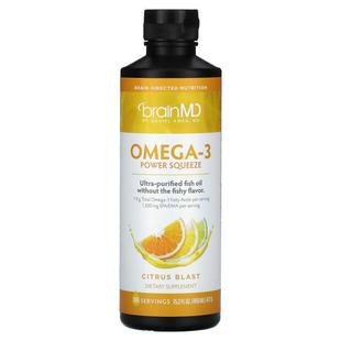 BrainMD,Omega-3 Power Squeeze, Citrus Blast, 15.2 fl oz (477