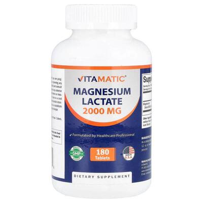 Vitamatic,Magnesium Lactate, 180 Tablets (1,000 mg per Table