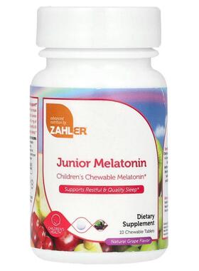 Zahler,Junior Melatonin, Natural Grape, 10 Chewable Tablets