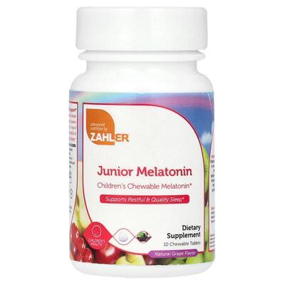 Zahler,Junior Melatonin, Natural Grape, 10 Chewable Tablets