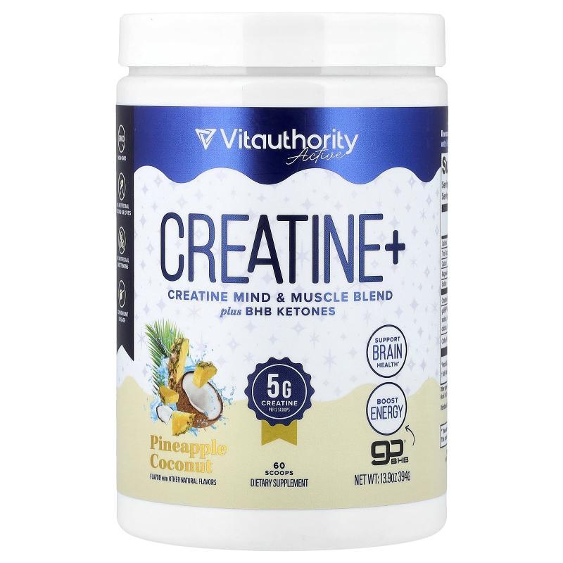 Vitauthority,Active, Creatine+, Pineapple Coconut, 13.9 oz (