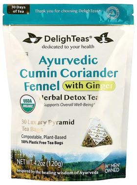 DelighTeas,Ayurvedic Cumin Coriander Fennel With Ginger, Her