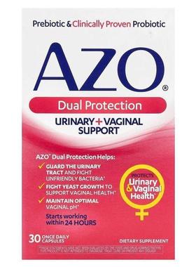 Azo,双重保护，尿路 + 女性私密部位帮助30 粒每日一粒
