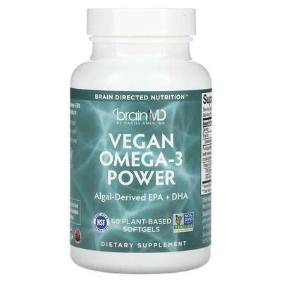 BrainMD,Vegan Omega-3 Power, 60 Plant-Based Softgels