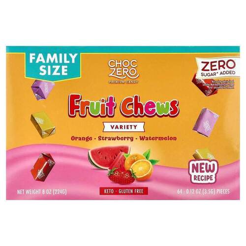 ChocZero,Fruit Chews, Variety, 64 Pieces, 8 oz (224 g)