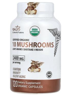Nature's Fusions,Nutri，有机 10 蘑菇，猴头菇、香菇、灵芝&amp