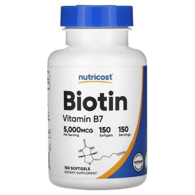Nutricost,Biotin, 5,000 mcg, 150 Softgels