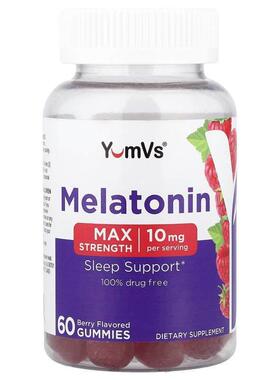 YumVs,Melatonin Gummies, Max Strength, Berry, 60 Gummies