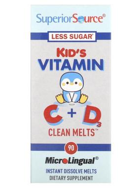 Superior Source,儿童维生素 C + D Clean Melts，90 片速溶片