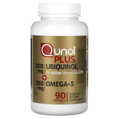 Qunol,Plus Ubiquinol + Omega-3, 200 mg + 250 mg, 90 Softgels