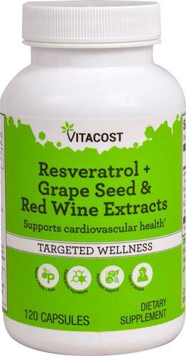 Vitacost,Resveratrol + Grape Seed & Red Wine Extracts, 1