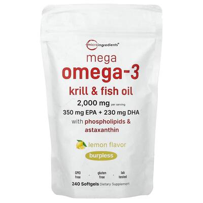 Micro Ingredients,Mega Omega-3 Krill & Fish Oil With Phospho