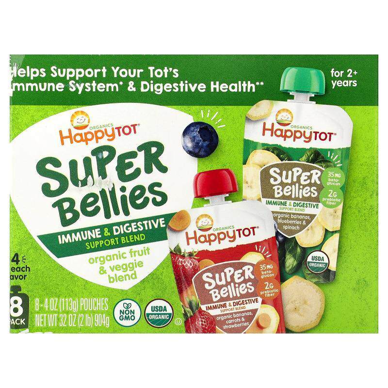 禧贝,HappyTot®, Super Bellies, For 2+ Years, Organic Fruit &