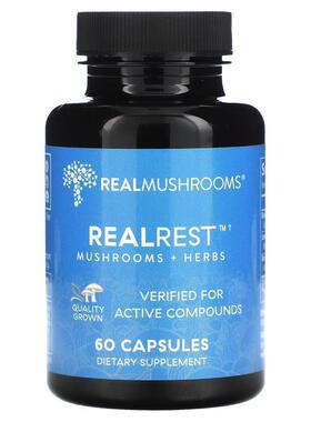 Real Mushrooms,RealRest, Mushrooms + Herbs, 60 Capsules