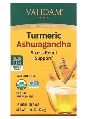 Vahdam Teas,Infusions, Turmeric Ashwagandha, Caffeine Free,