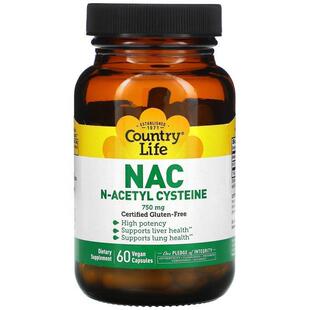 乡村生活,NAC, N-Acetyl Cysteine, 750 mg, 30 Vegan Capsules