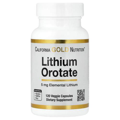 California Gold Nutrition,Lithium Orotate, 5 mg, 120 Veggie