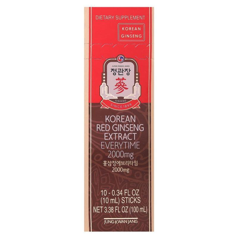 正官庄,高丽红参提取物，每次，10 条，每条 0.34 液量盎司（10