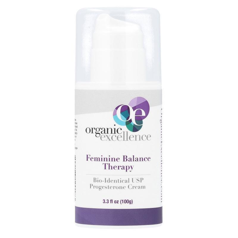 Organic Excellence,女性平衡护理,生物相同的 USP 孕酮乳膏,3.