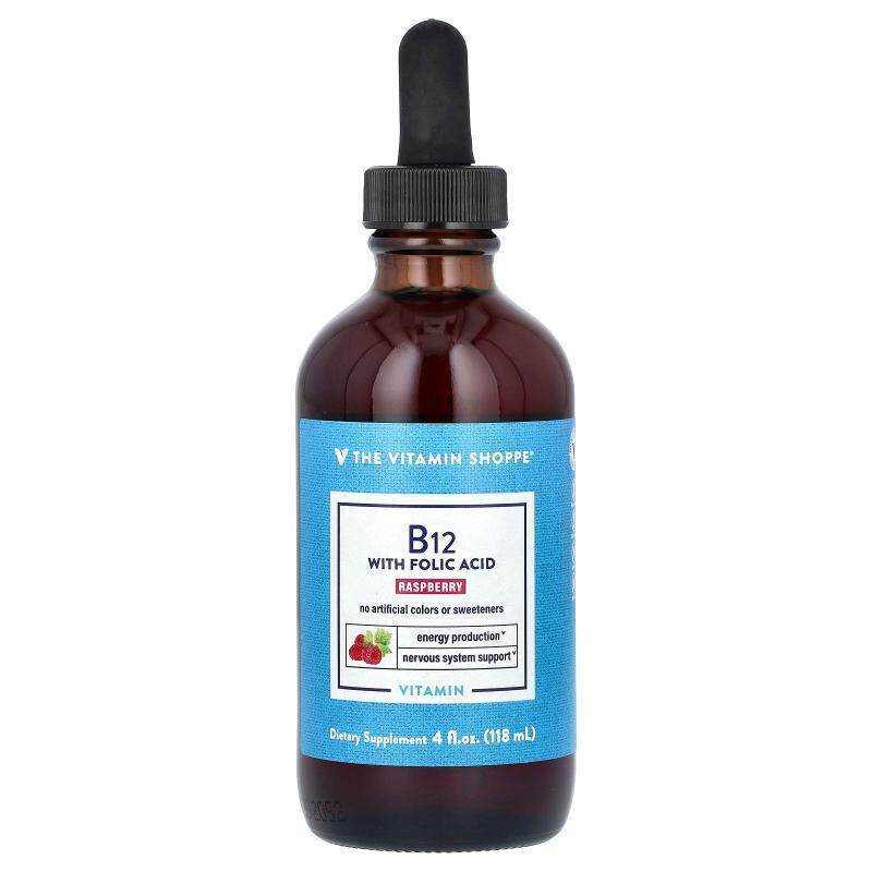 The Vitamin Shoppe,Vitamin B12 with Folic Acid, Raspberry, 4