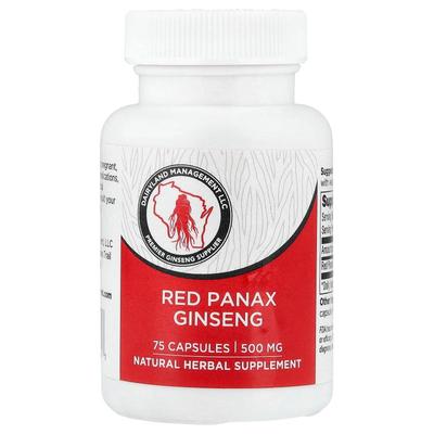 Dairyland Ginseng,Red Panax Ginseng, 500 mg, 75 Capsules