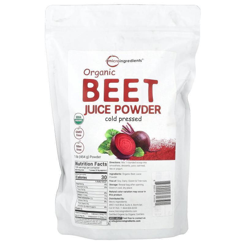 Micro Ingredients,Organic Beet Juice Powder, 1 lb (454 g)