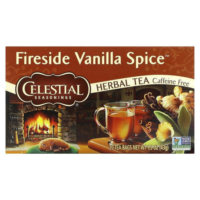 斯乐,Herbal Tea, Fireside Vanilla Spice, Caffeine Free, 20 T