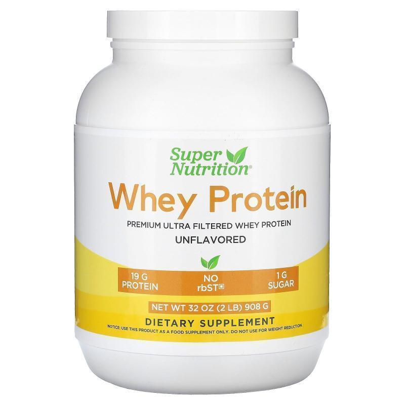 Super Nutrition,Grass-Fed Whey Protein Powder, Unflavored, 3