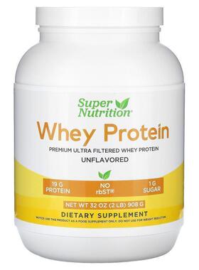 Super Nutrition,Grass-Fed Whey Protein Powder, Unflavored, 3