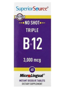 Superior Source,Triple B-12, 3,000 mcg, 60 MicroLingual Inst