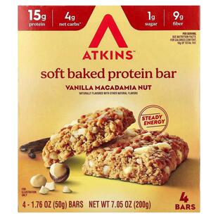 阿特金斯,Soft Baked Protein Bar, Vanilla Macadamia Nut