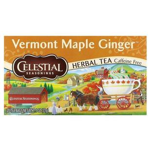 斯乐,Herbal Tea, Vermont Maple Ginger, Caffeine Free , 20 Te