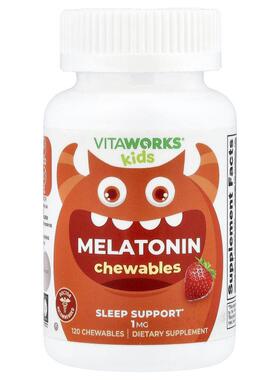 VitaWorks,Kids, Melatonin, Berry, 120 Chewables