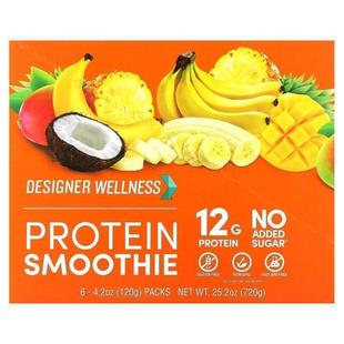 Designer Protein,Protein Smoothie, Tropical Fruit, 12 Pack,