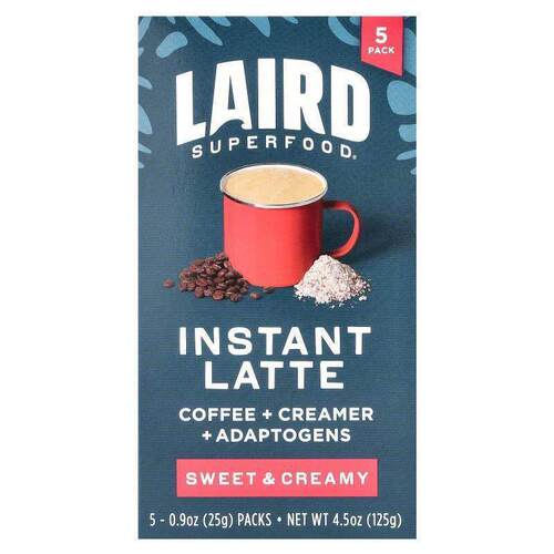 Laird Superfood,速溶拿铁，甜味和奶油，5 包，每包 0.9 盎司（2
