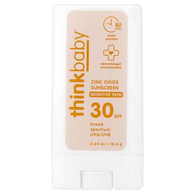 think,Thinkbaby®, Zinc Oxide Sunscreen Stick, SPF 30, Sensit