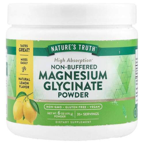 Nature's Truth,Non-Buffered Magnesium Glycinate Powder, Natu