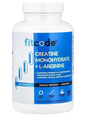 fitcode,Creatine Monohydrate + L-Arginine, 120 Veggie Capsul
