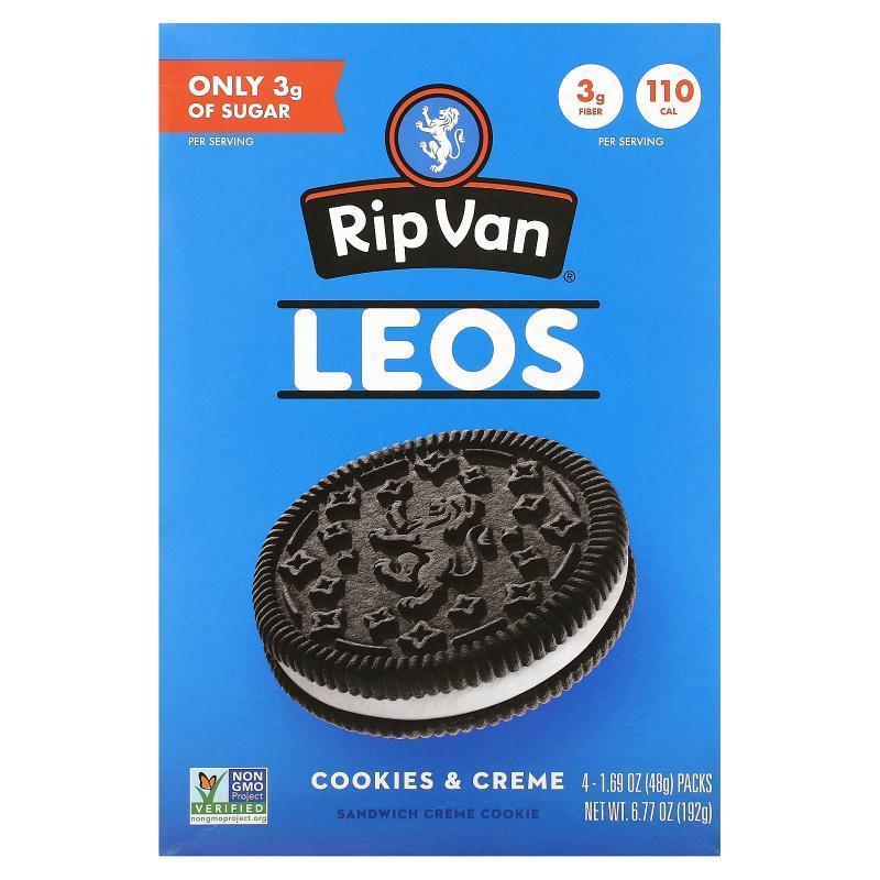 Rip Van Wafels,Leos, Golden Vanilla, 4 Packs, 1.69 oz (48 g)