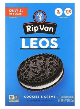 Rip Van Wafels,Leos, Golden Vanilla, 4 Packs, 1.69 oz (48 g)